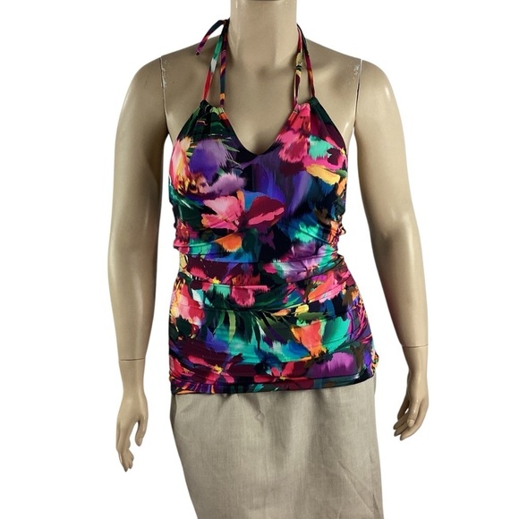 Lauren Ralph Lauren Other - Lauren Ralph Lauren Halter Tankini Top Floral Print Ruched Multicolor 12